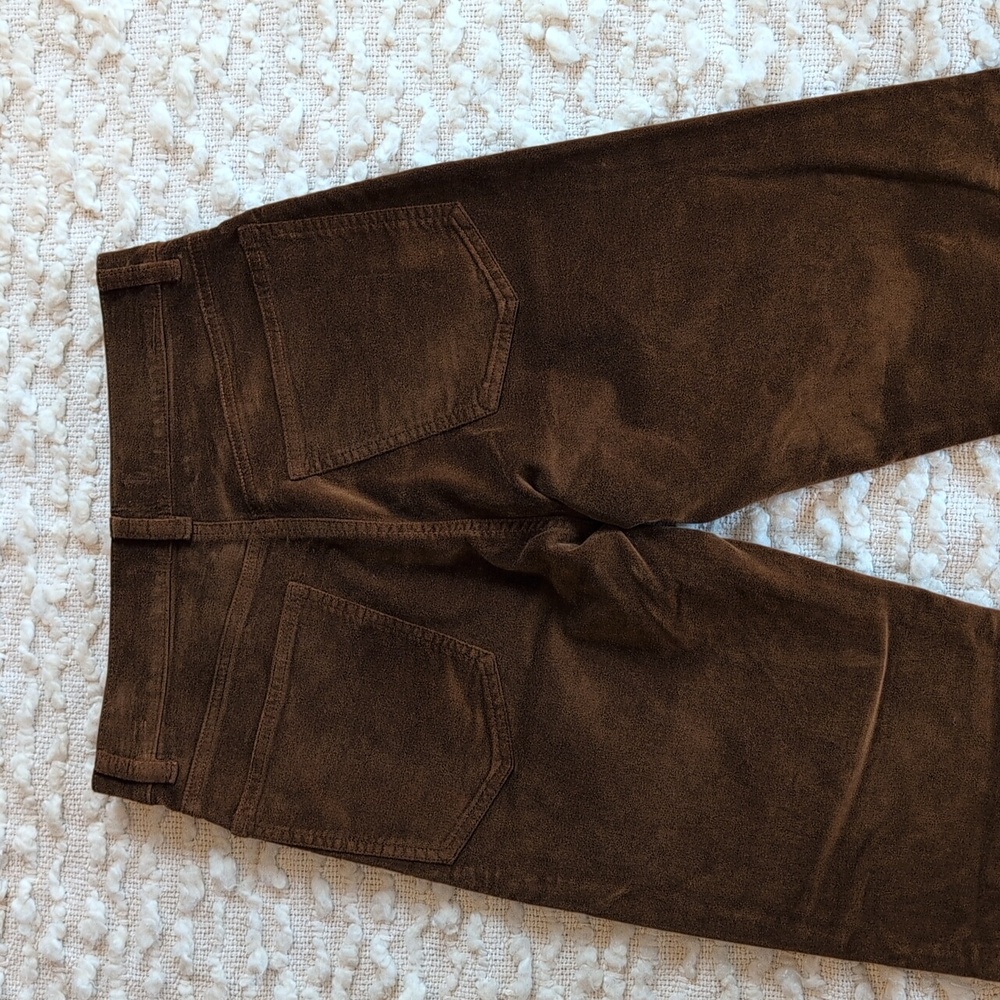 Madewell Pecan Chocolate Longline Straight Pants 27 Regular Velour Velvet - Picture 7 of 12